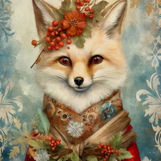 Christmas Animals Fox Postcard