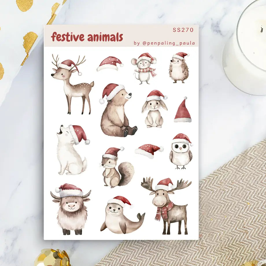 Festive Animals Sticker Sheet