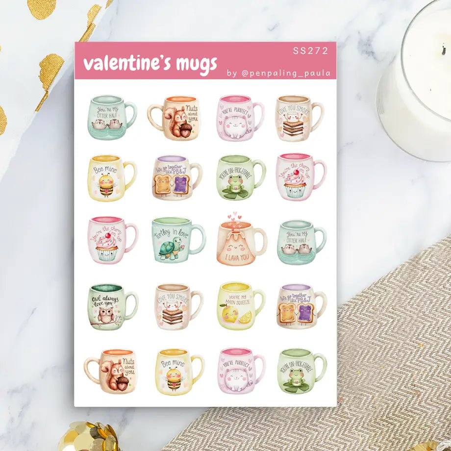 Valentine's Mugs Sticker Sheet