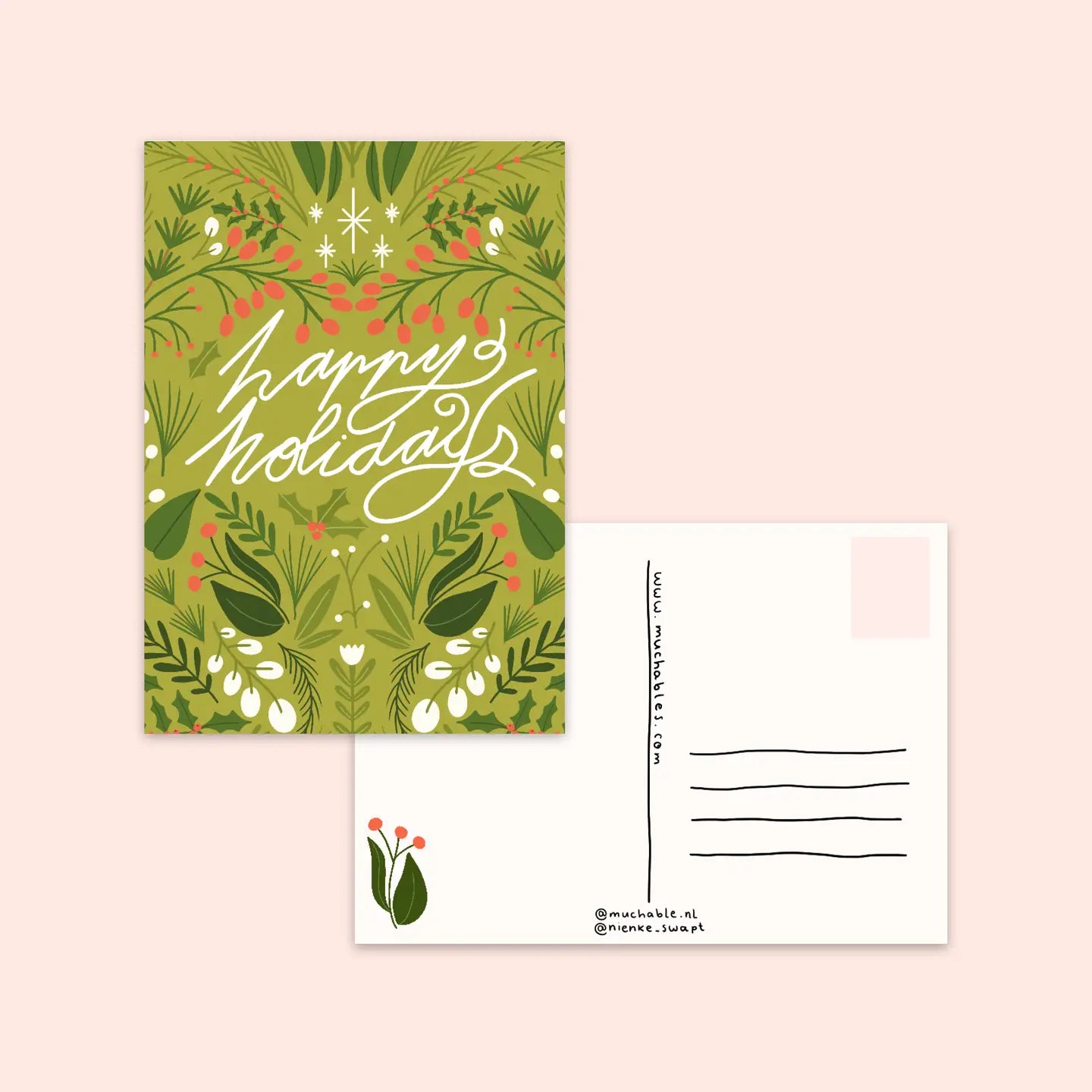 Happy Holidays (Green) Postcard