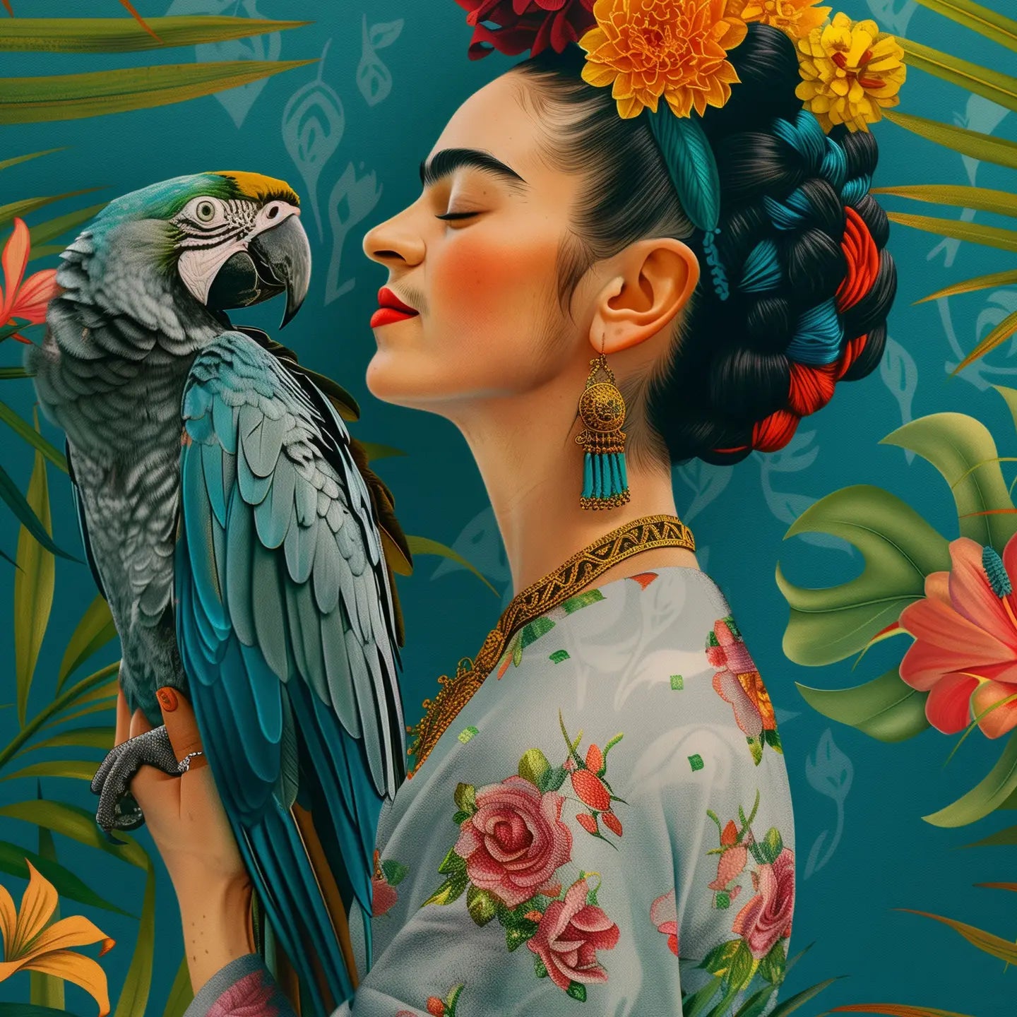 Frida with Parrot