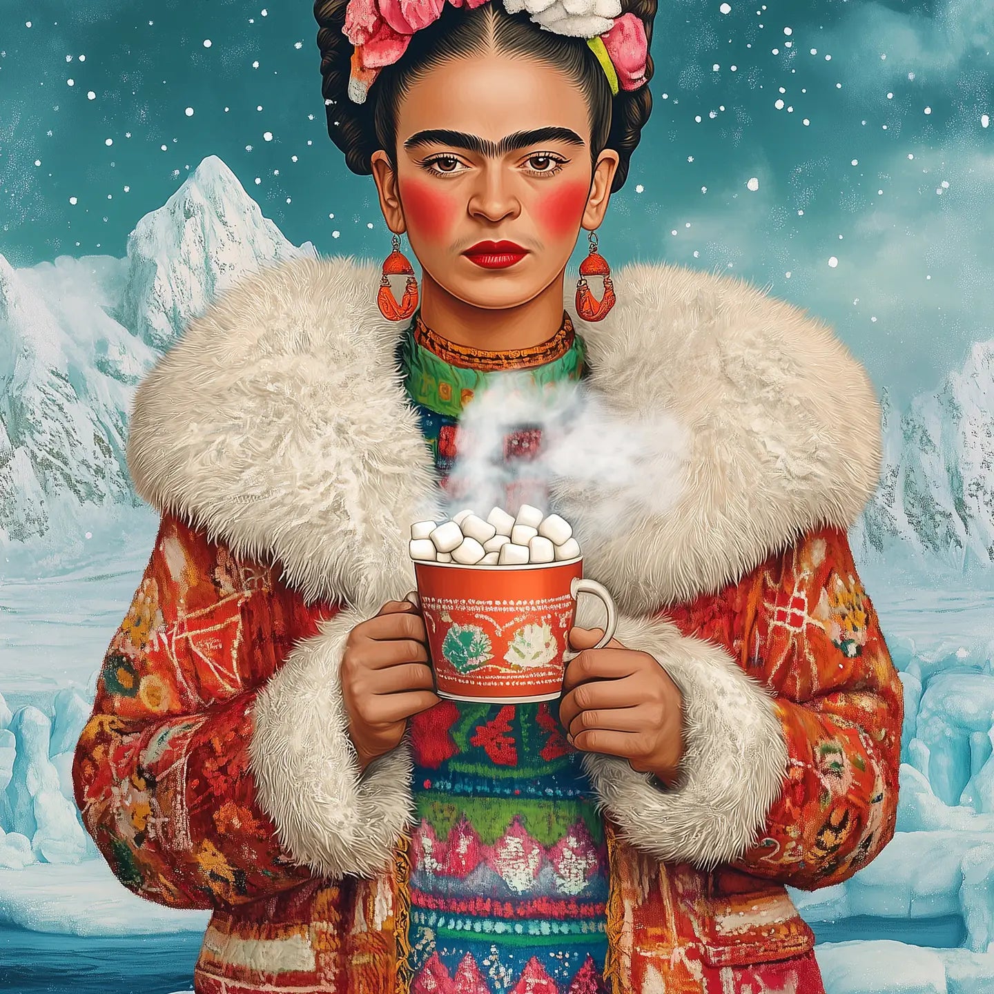 Frida with Hot Cocoa