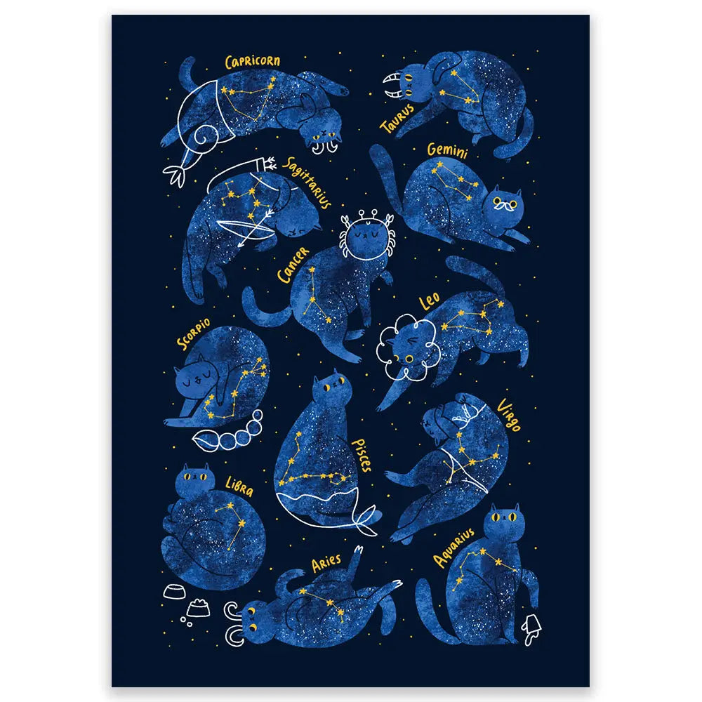 Cat Zodiac Galaxy Postcard