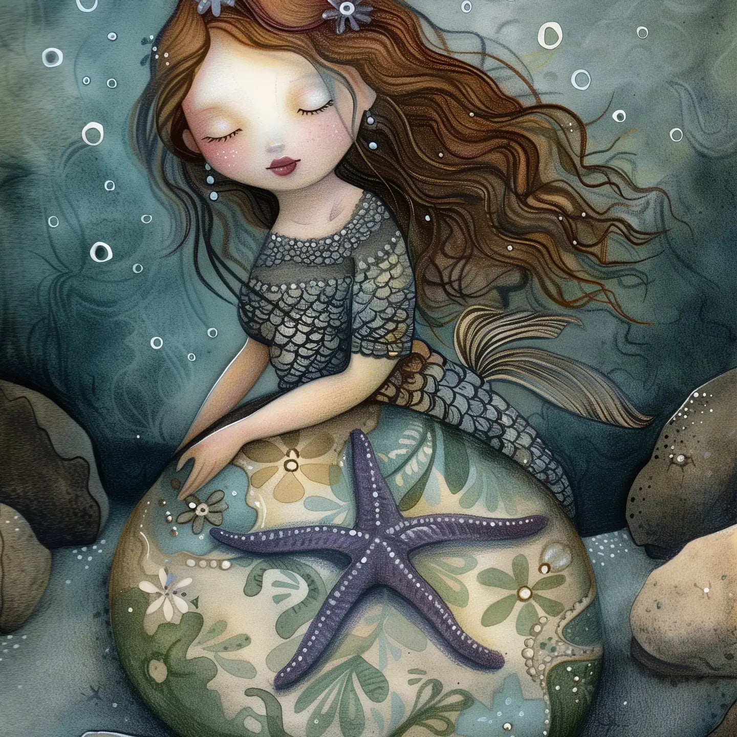 Mermaid Starfish Postcard