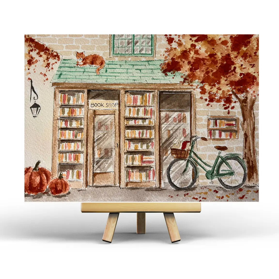 Autumn Bookstore Postcard