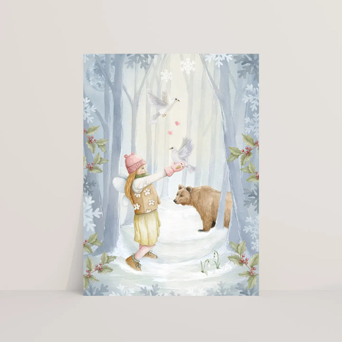 Winter Forest Pigeons Postcard