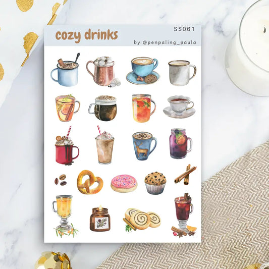 Cozy Drinks Sticker Sheet