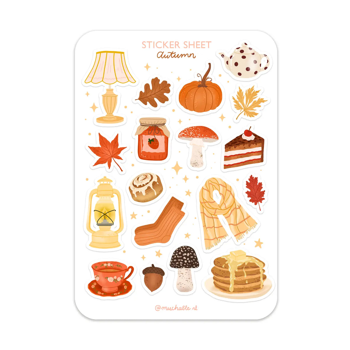 Cute Autumn Items Sticker Sheet