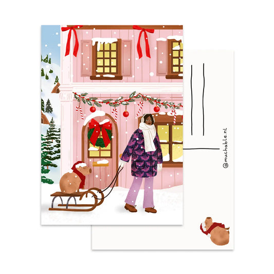 Capybara in the Snow Postcard