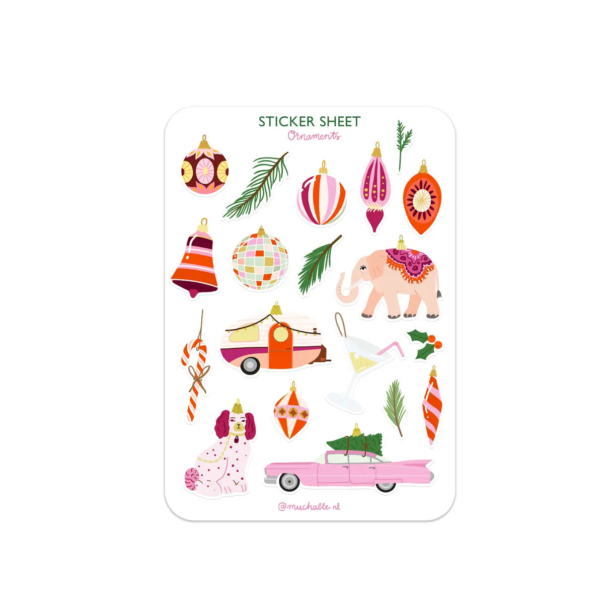 Christmas Ornaments Sticker Sheet