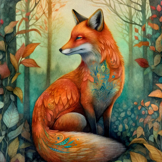 Fox in the Leaves Postcard