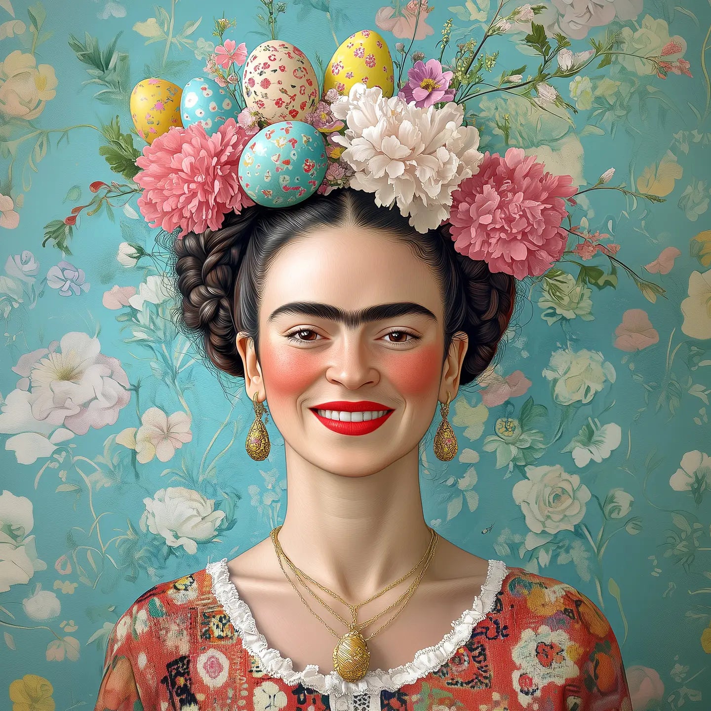 Frida Wearing Springtime Crown