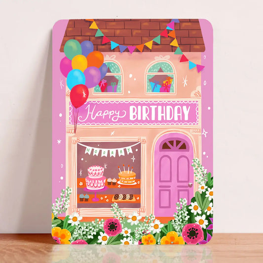 Happy Birthday Storefront Postcard (Pink)