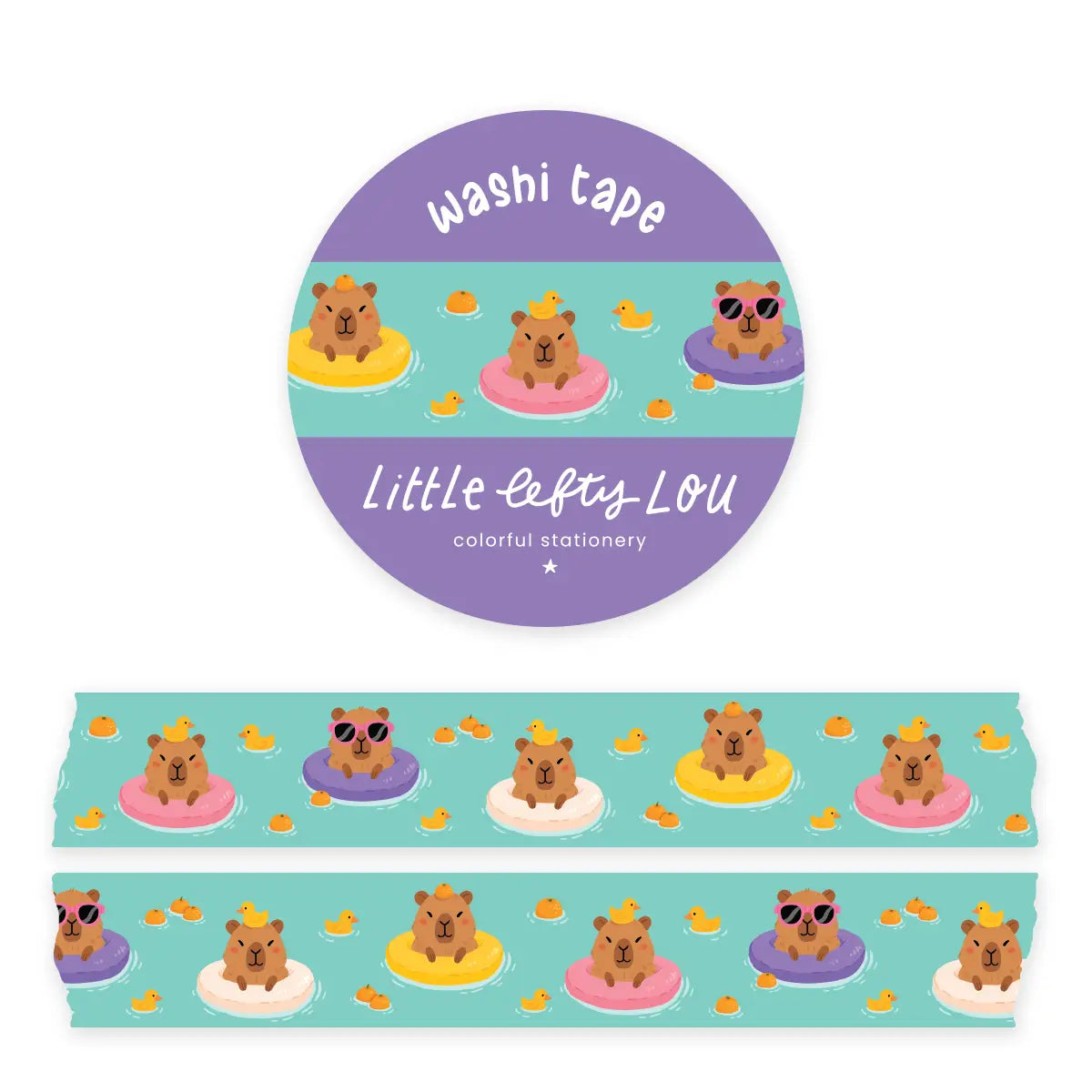 Capybara in Summer Floaty Washi Tape