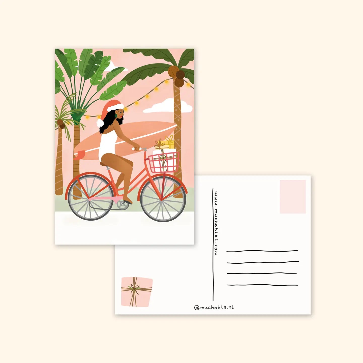Surfer Santa Postcard
