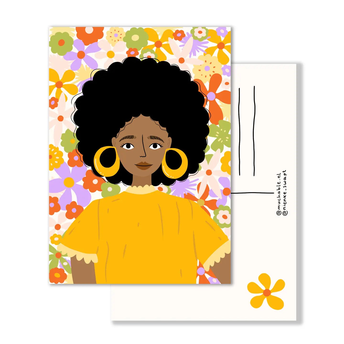 Retro Girl Portrait Postcard
