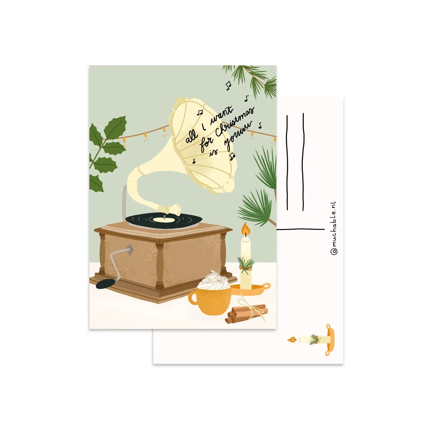 Record Player Postcard
