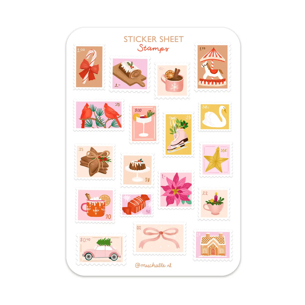 Christmas Stamps Sticker Sheet