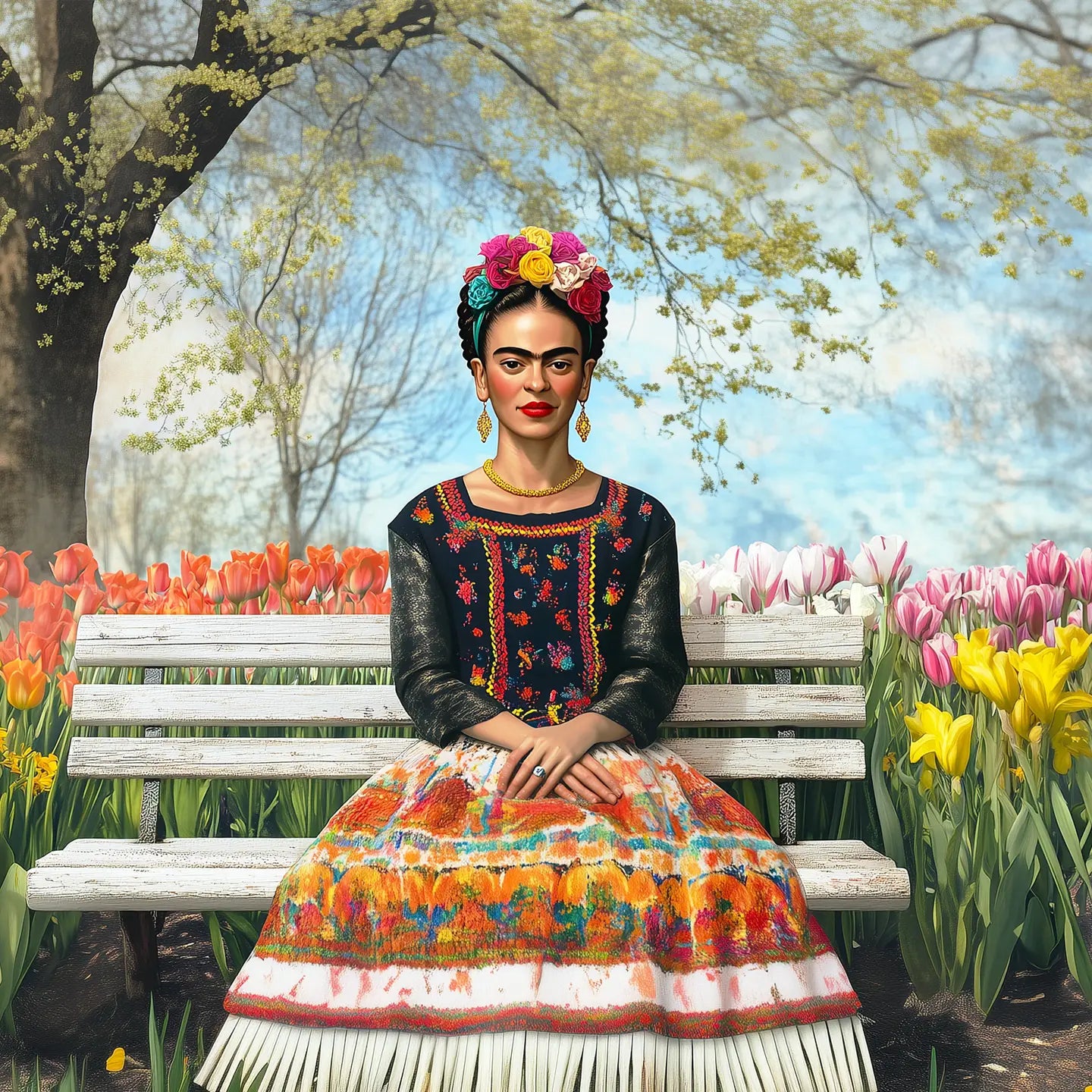 Frida on a Park Bench