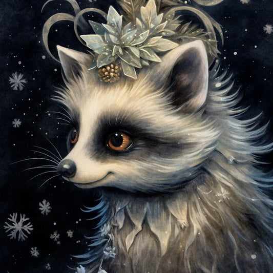 Mystical Christmas Animals Raccoon Postcard