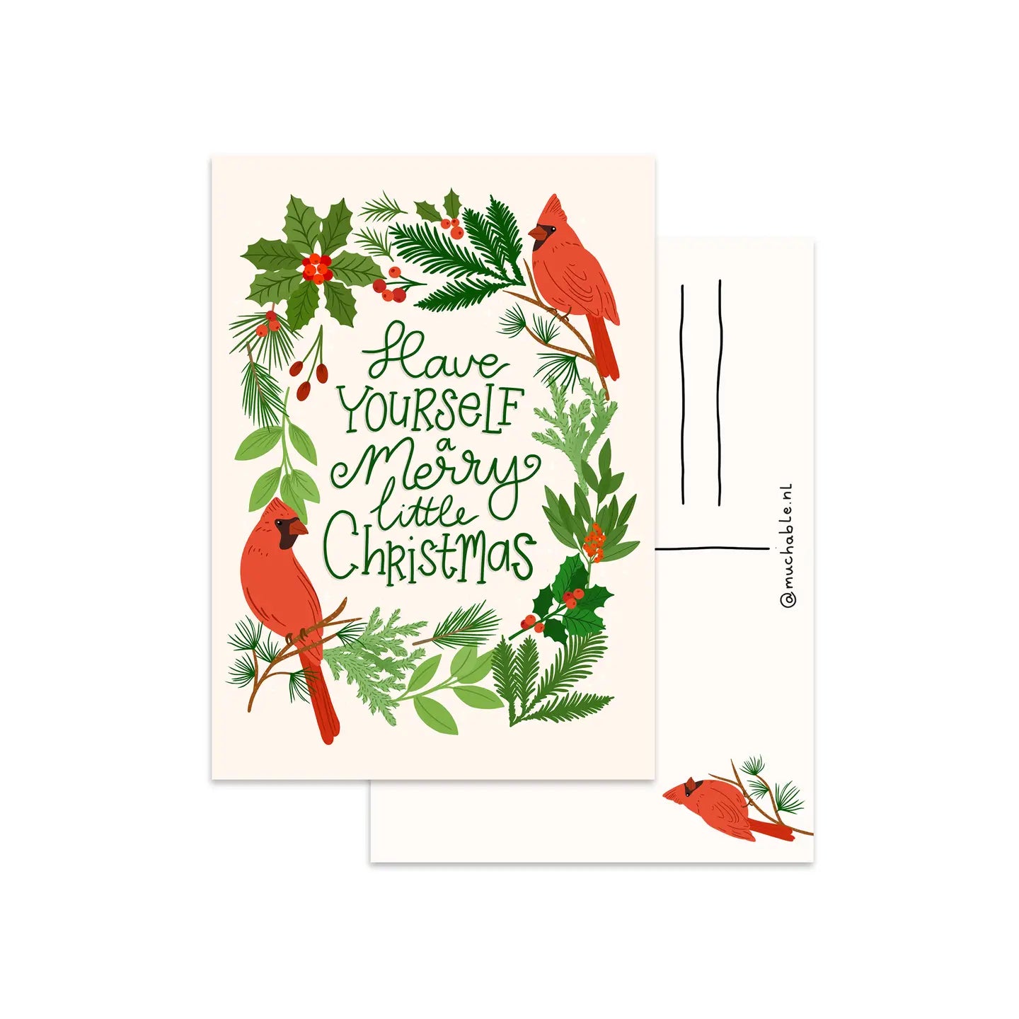 Red Cardinal Holiday Wishes Postcard