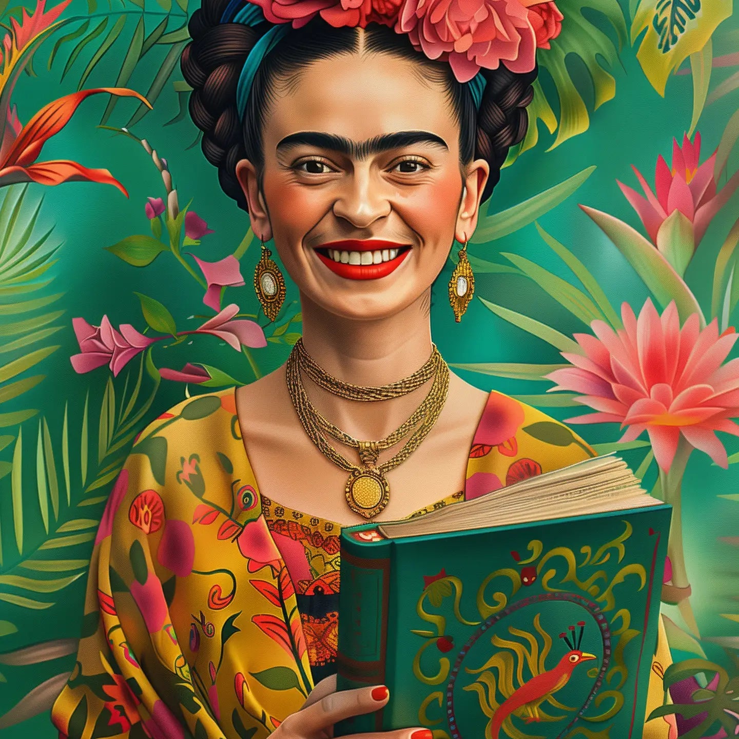 Frida with Book