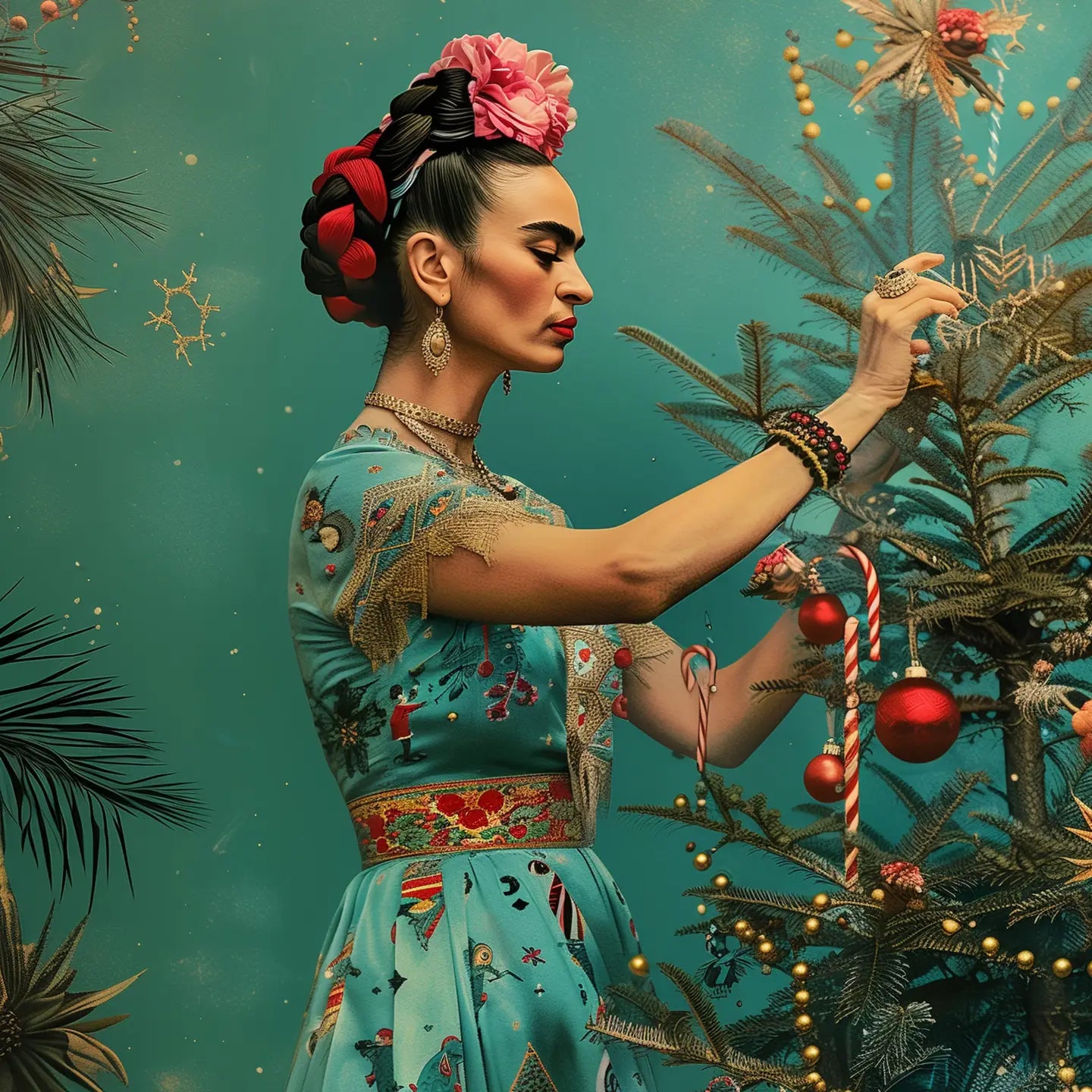 Frida Decorates the Tree