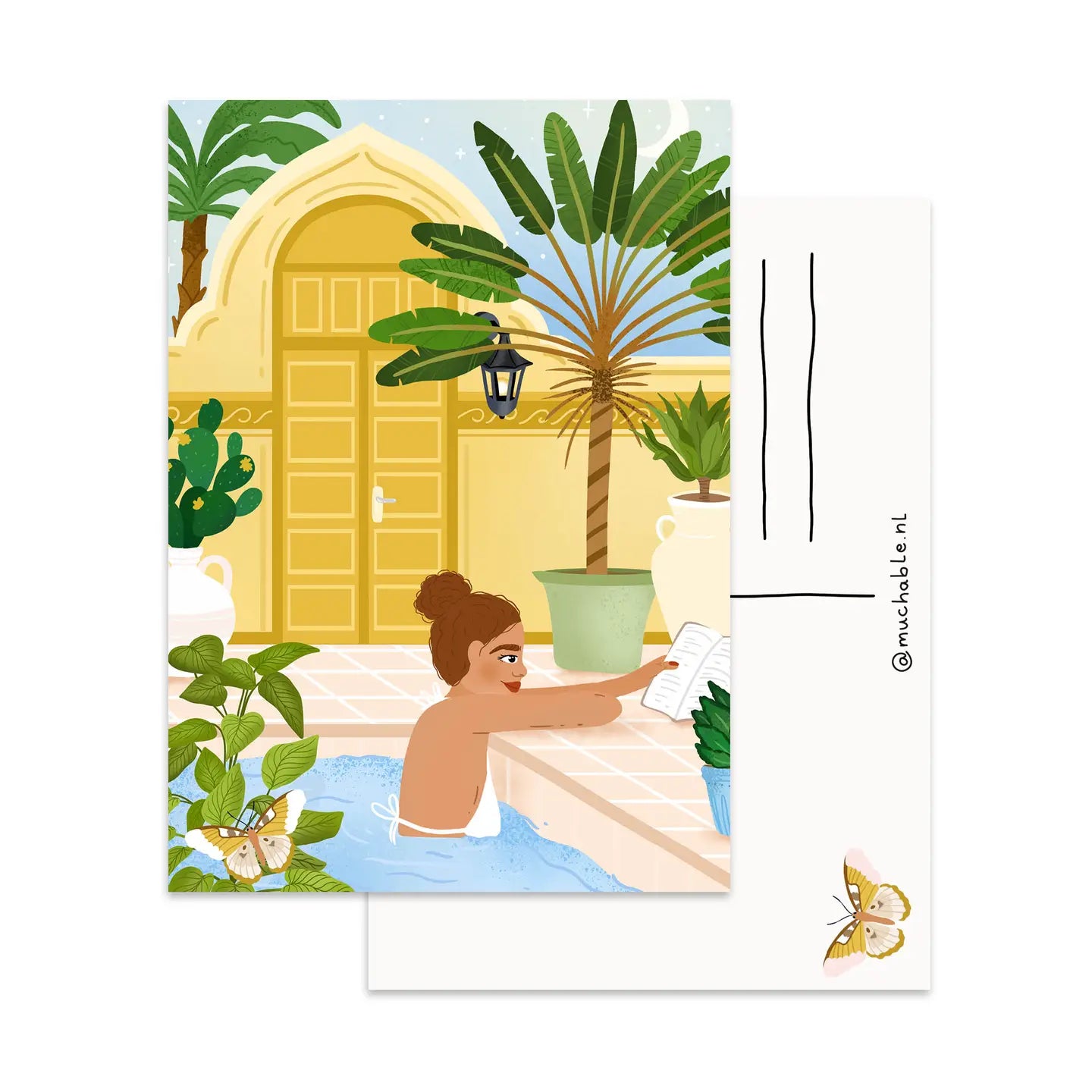 Woman in Swimming Pool Postcard