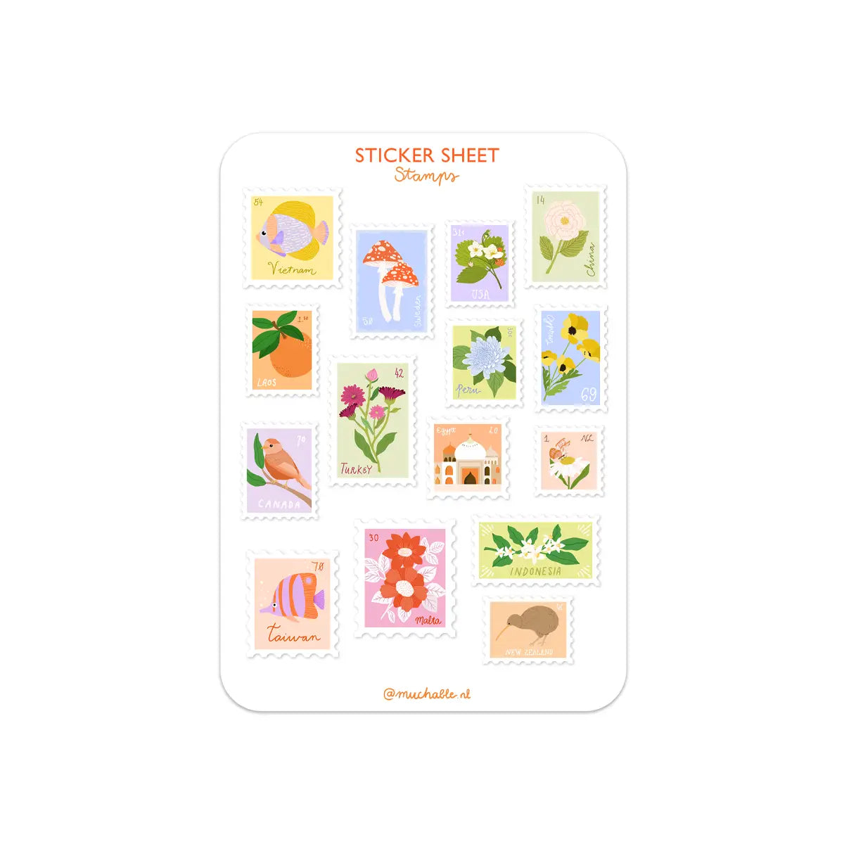 Illustrated Stamp I Sticker Sheet