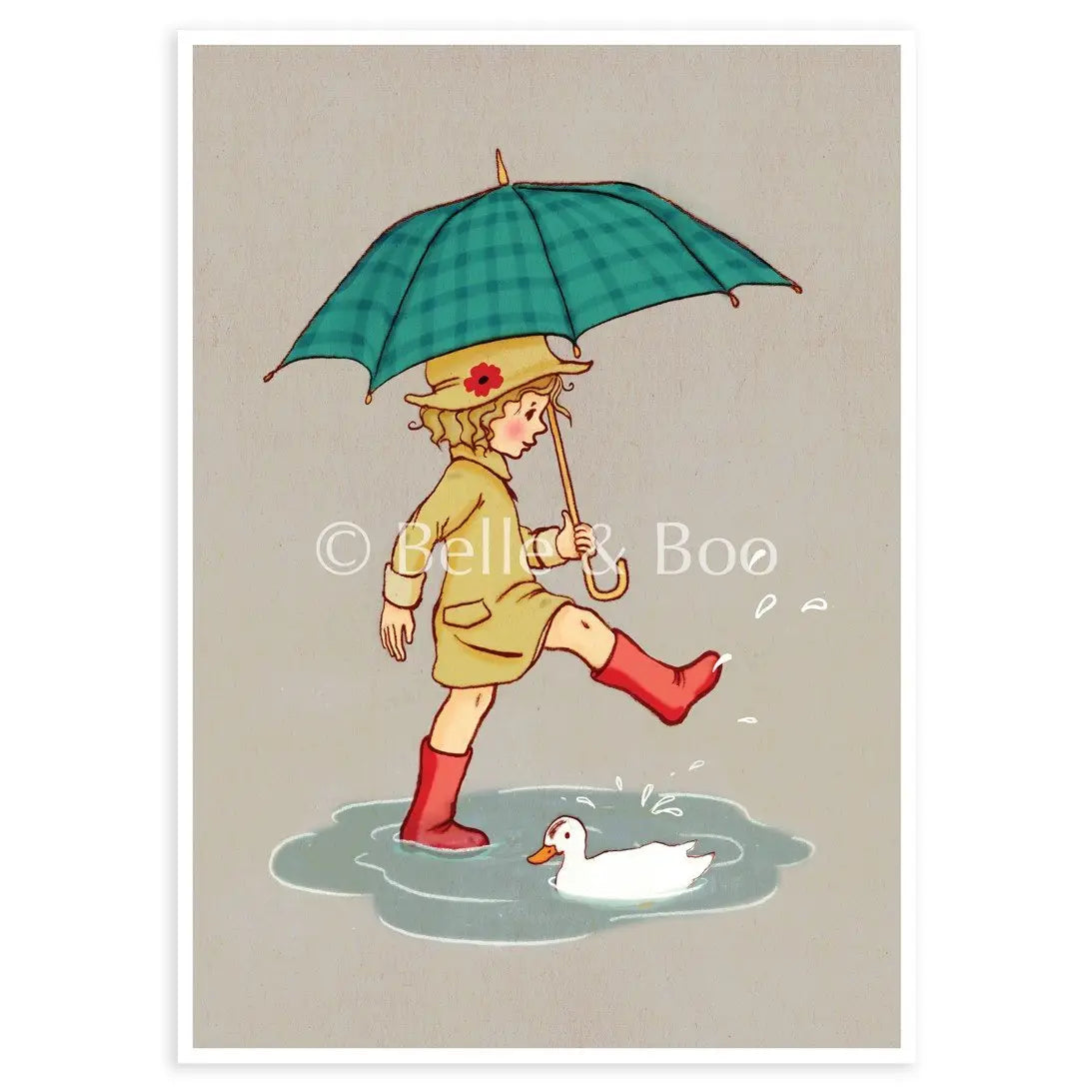 Belle & Boo Postcard "Umbrella Walk"