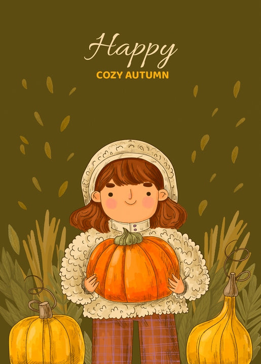 Happy Cozy Autumn Postcard