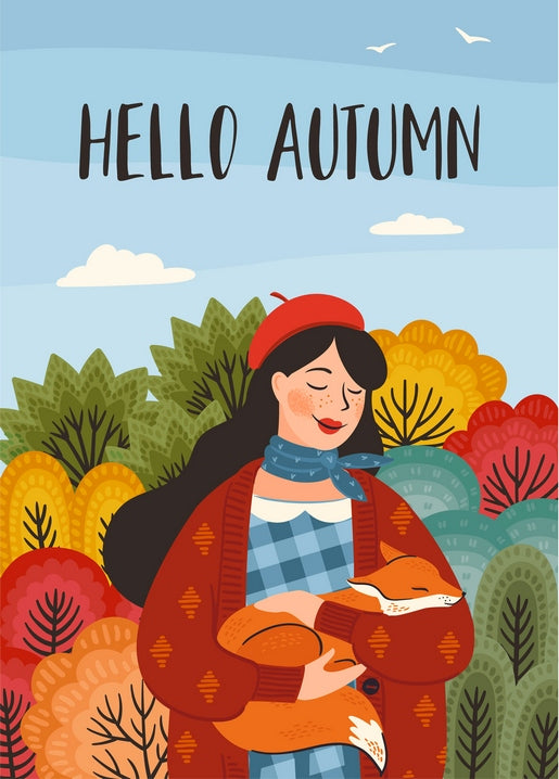 Hello Autumn (with fox) Postcard