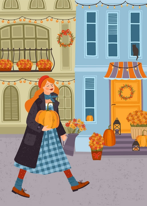 Autumn Stroll Postcard