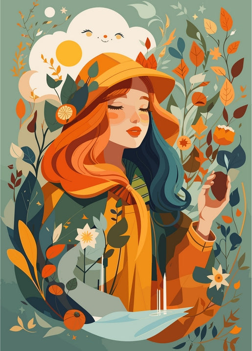 Autumn Woman Postcard