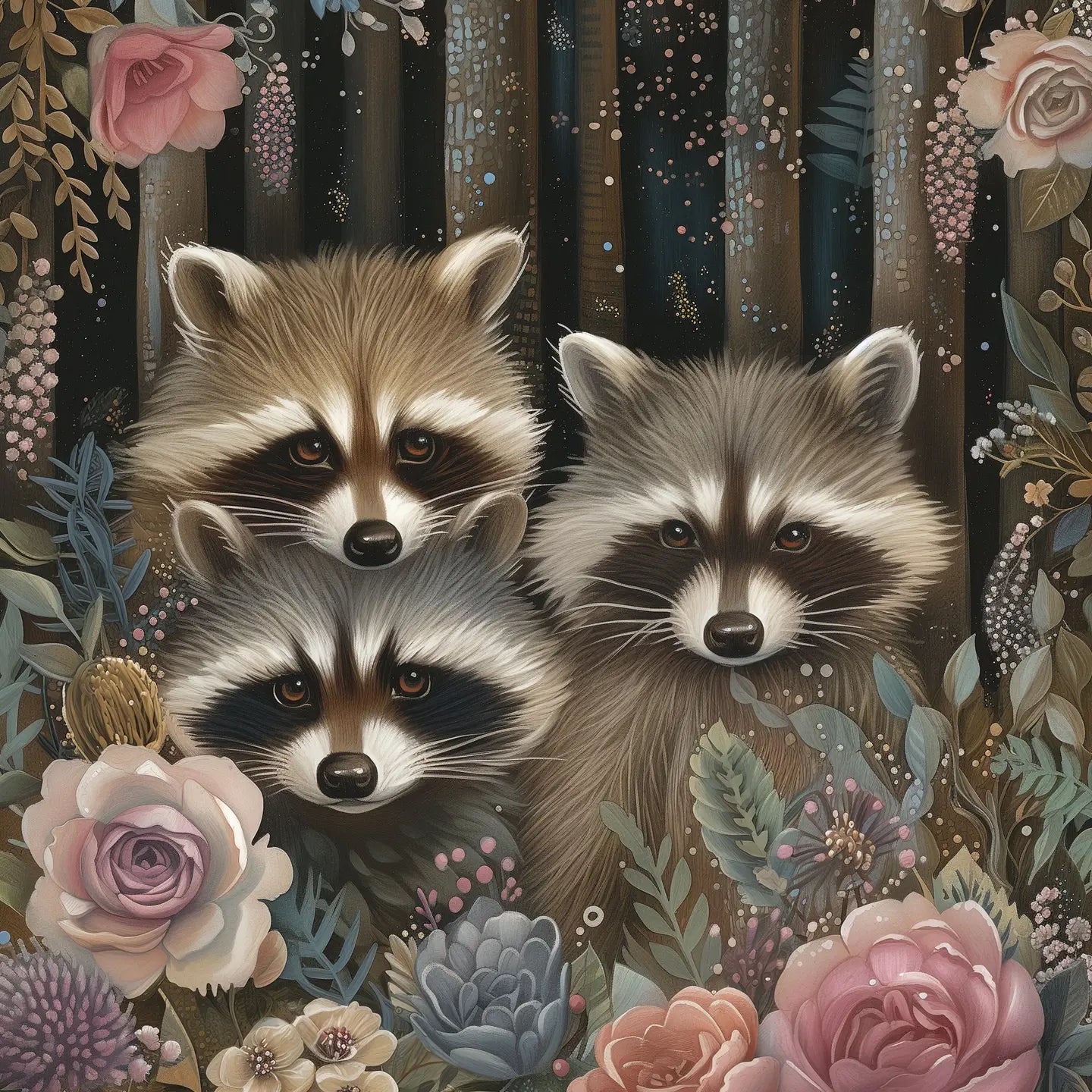 Woodland Spring Animals Raccoon Postcard