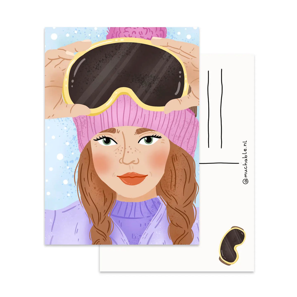 Girl Skiing Postcard