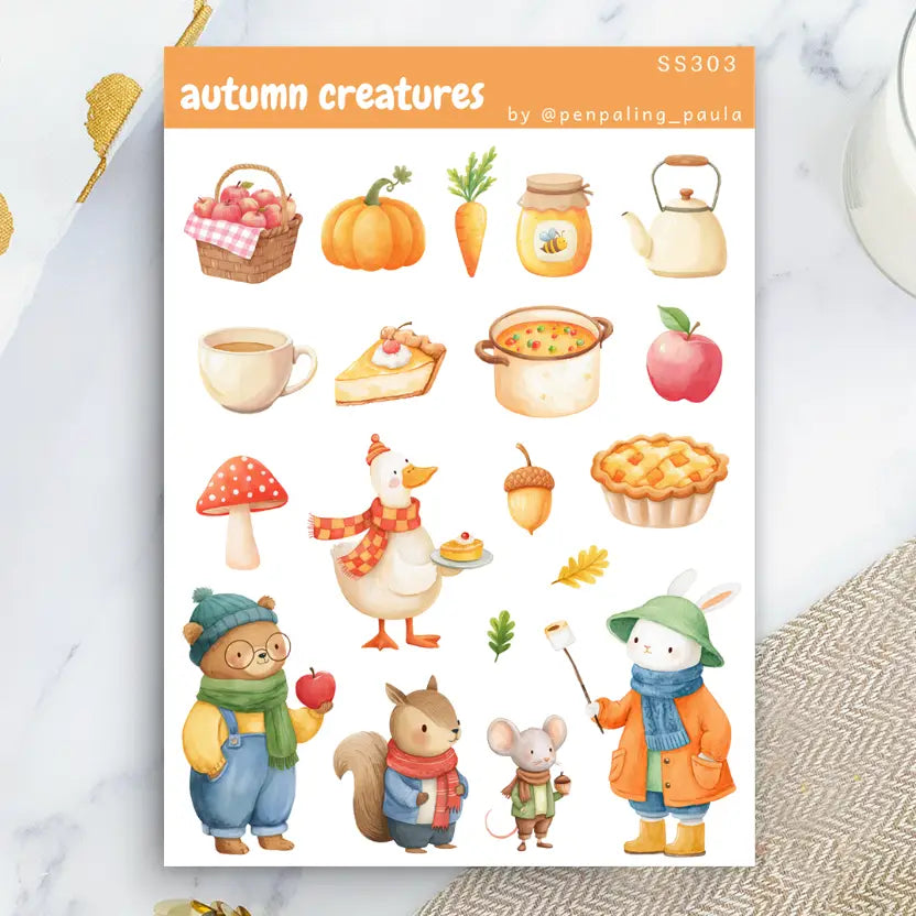 Autumn Creatures Sticker Sheet