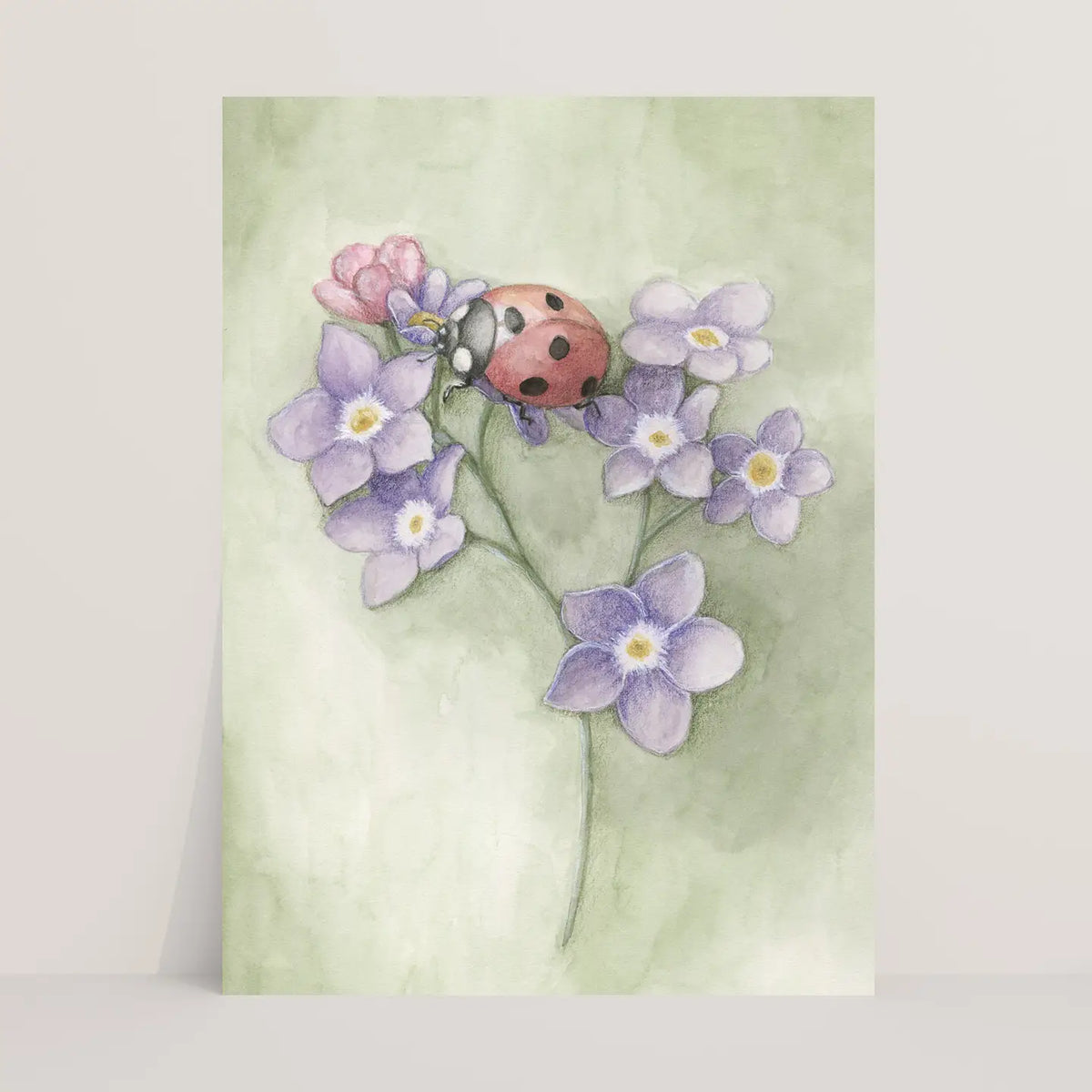 Ladybug with Flowers Postcard