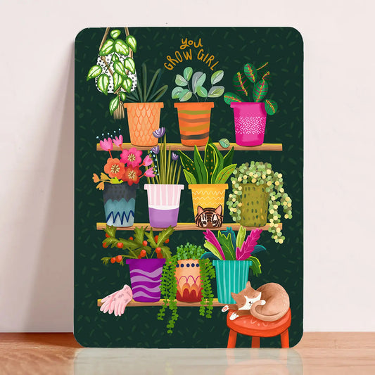 Plants and Napping Cat Postcard