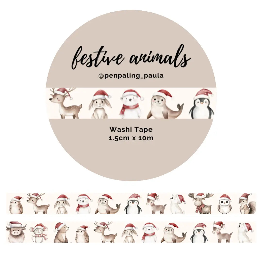 Festive Animals Washi Tape