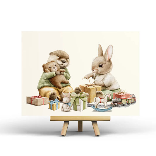 Opening Presents Postcard