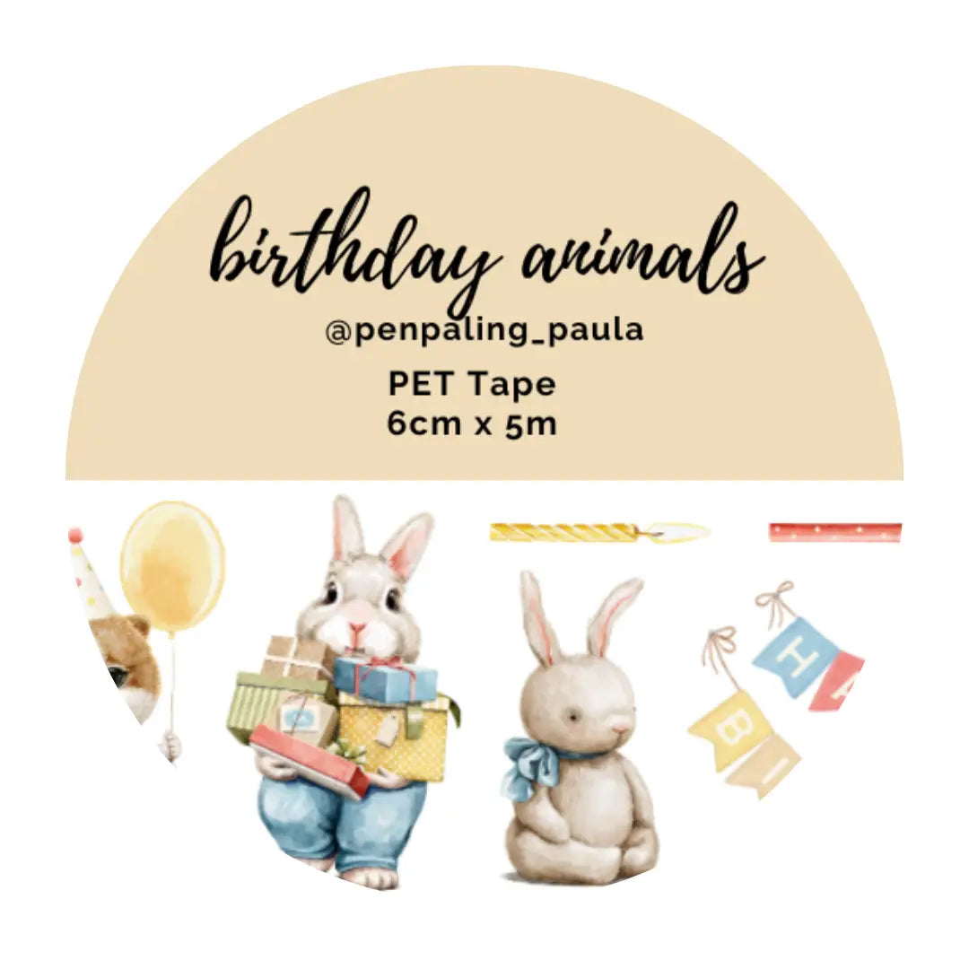 Birthday Animals PET Tape PRE CUT
