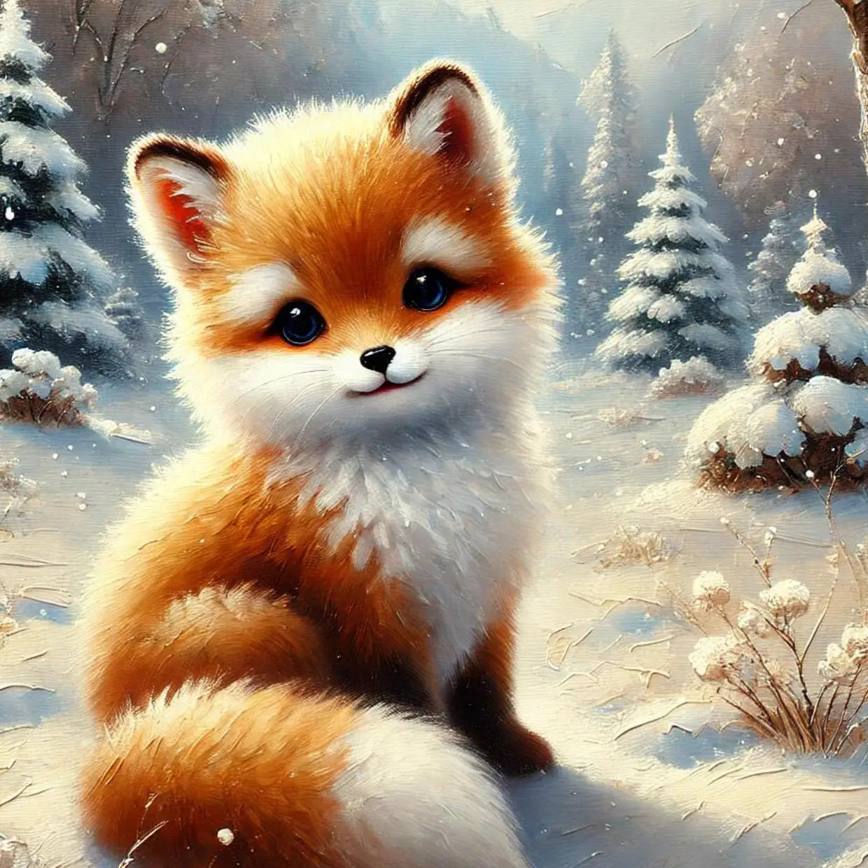 Fox Pup in the Snow Postcard