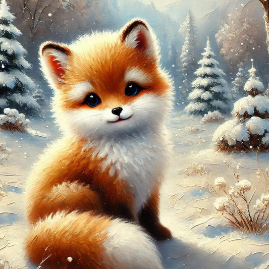 Fox Pup in the Snow Postcard