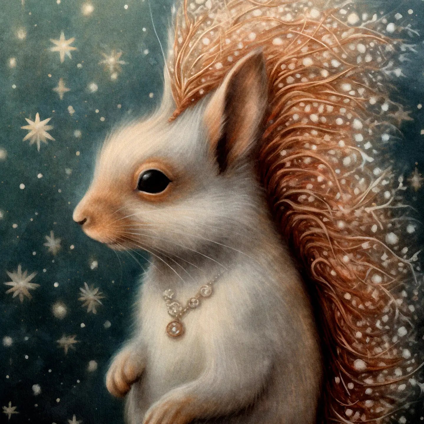 Mystical Christmas Animals Squirrel Postcard
