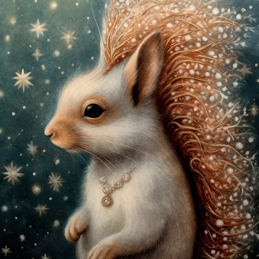 Mystical Christmas Animals Squirrel Postcard