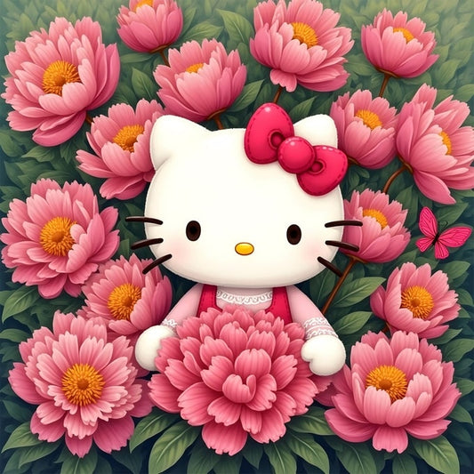 Hello Kitty in Pink Flowers
