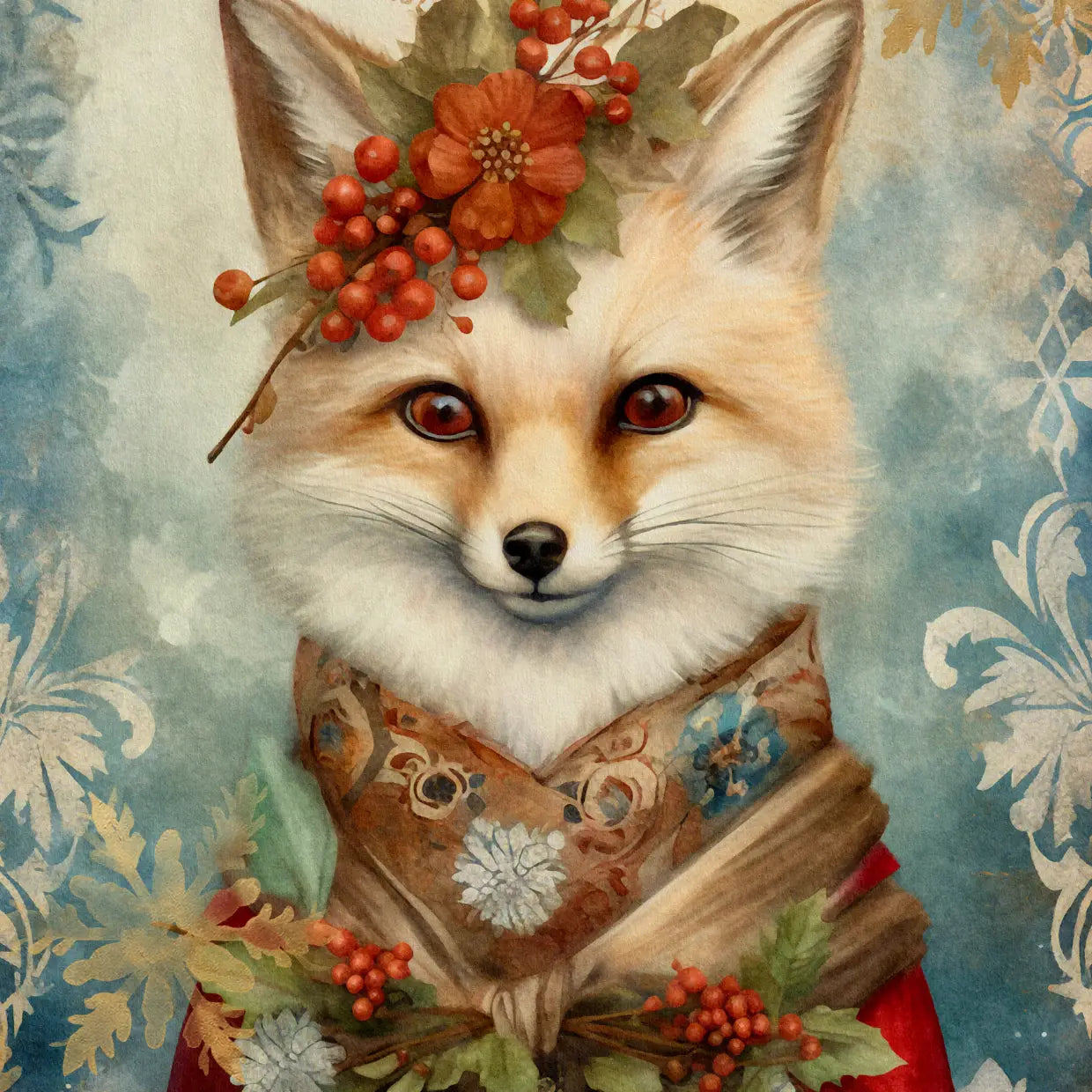 Christmas Animals Fox Postcard