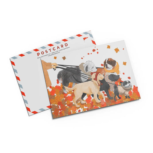 Fall Dog Walk Postcard