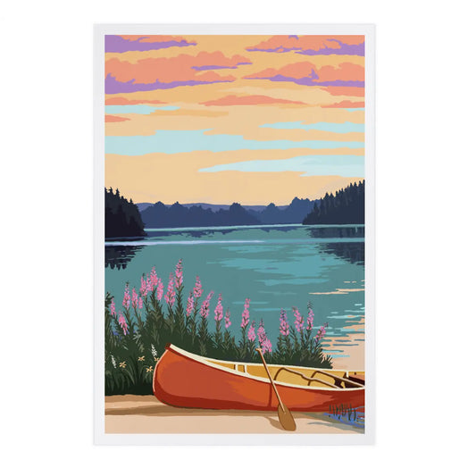 Canoe on Lake Postcard